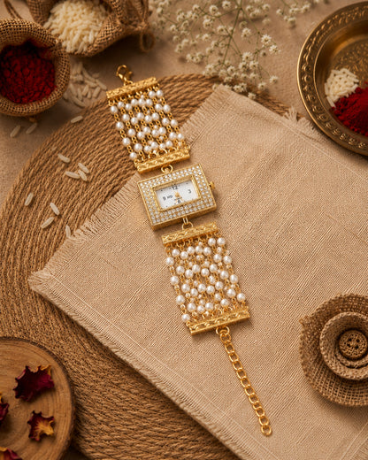 Parijat Pearl Cluster Bracelet Wrist Watch