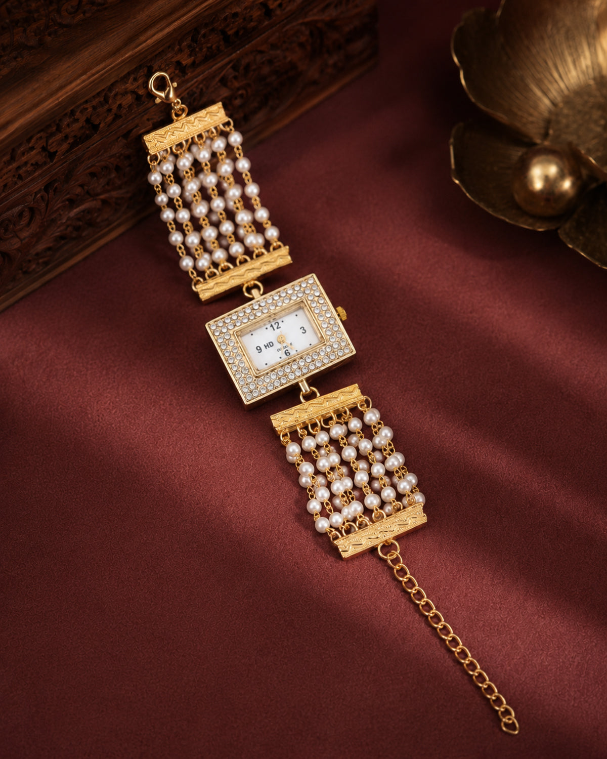 Parijat Pearl Cluster Bracelet Wrist Watch