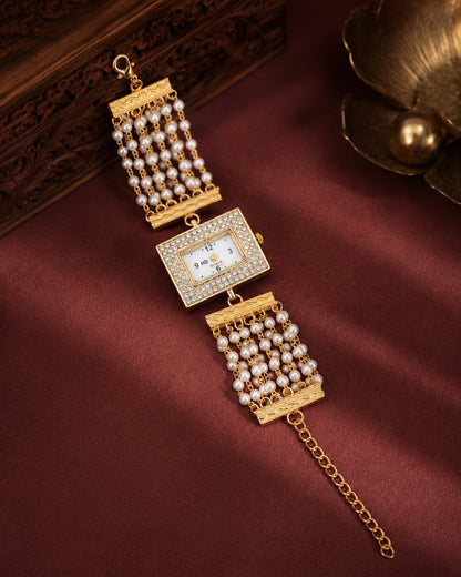 Parijat Pearl Cluster Bracelet Wrist Watch