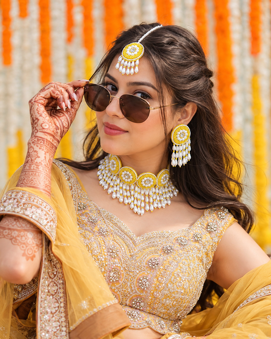 Yellow Inaraah Handmade Jewellery For Haldi & Mehendi
