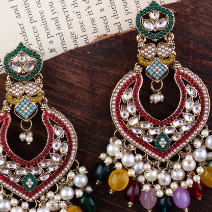 Multi Prachi Designer Jadau Pakistani Chandbali