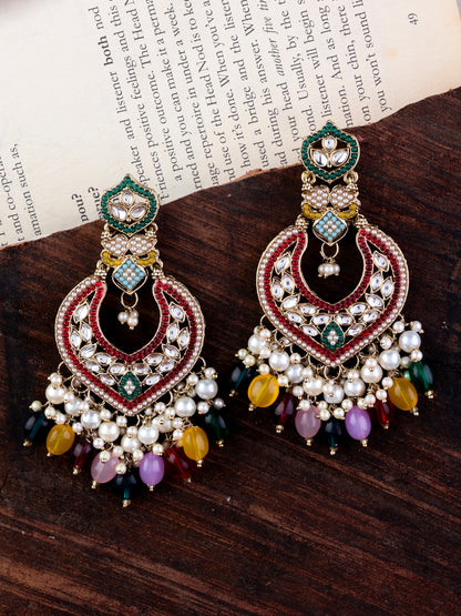 Multi Prachi Designer Jadau Pakistani Chandbali