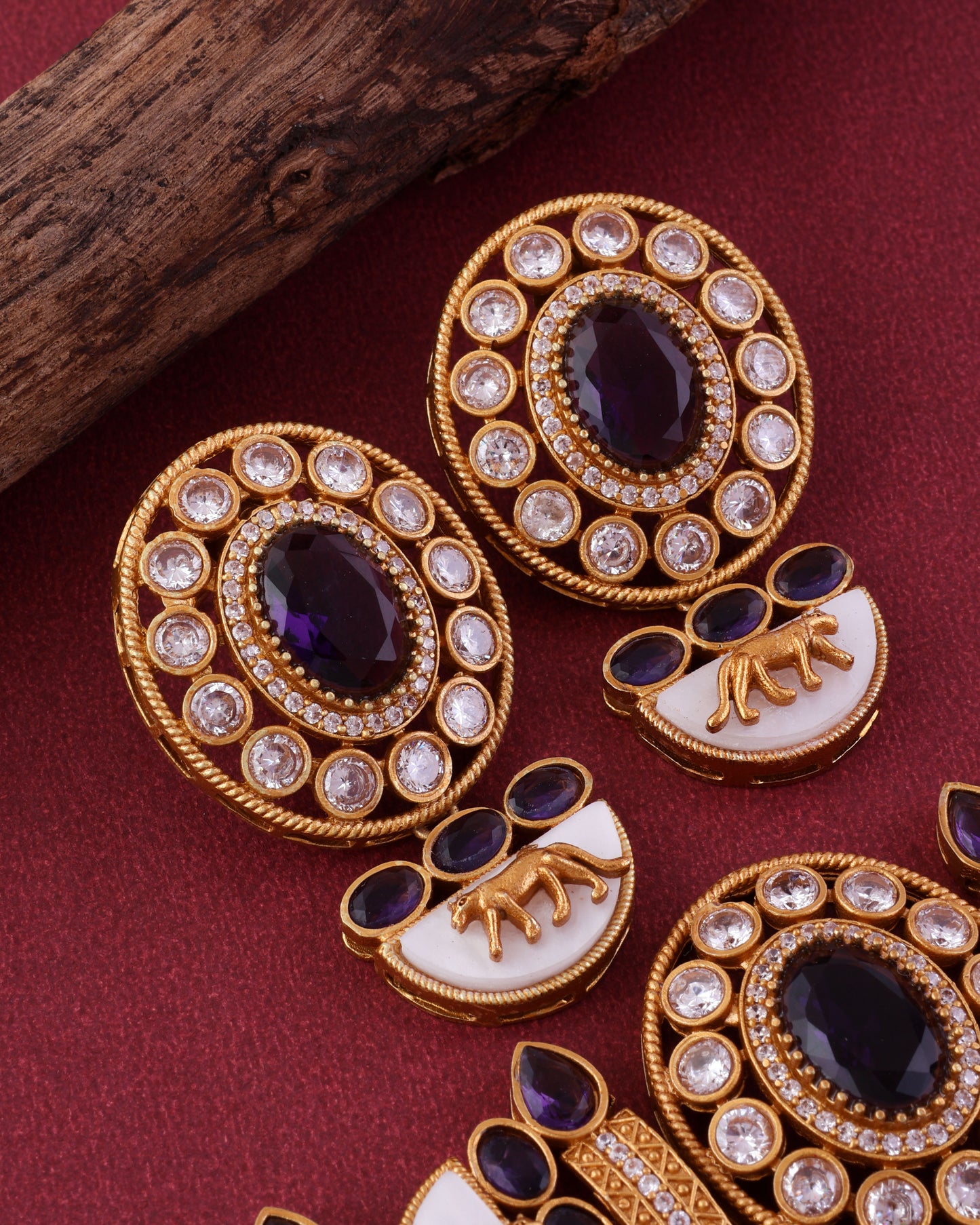 Purple Aishani Premium Sabya Inspired Necklace with Earring