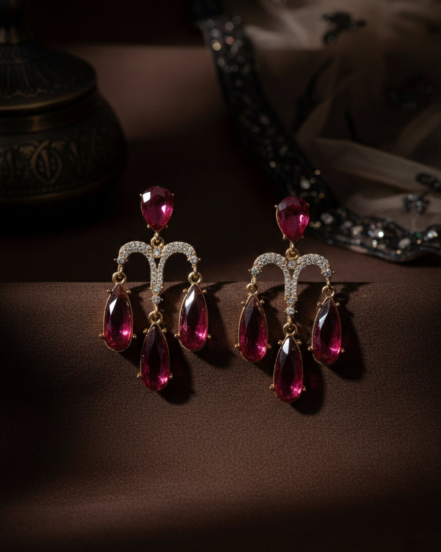 Purple Ishika Designer Zircone Earring