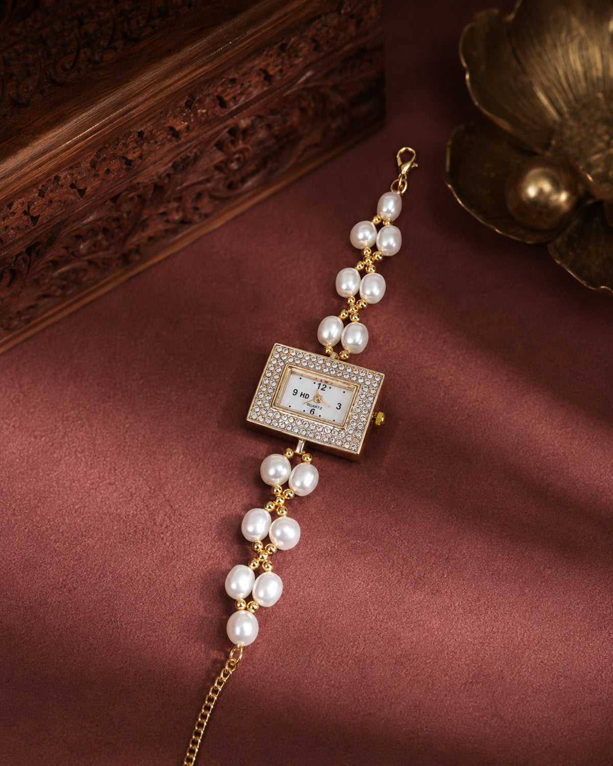 Virasat Pearl Kashmiri Quartz Bracelet Wrist Watch
