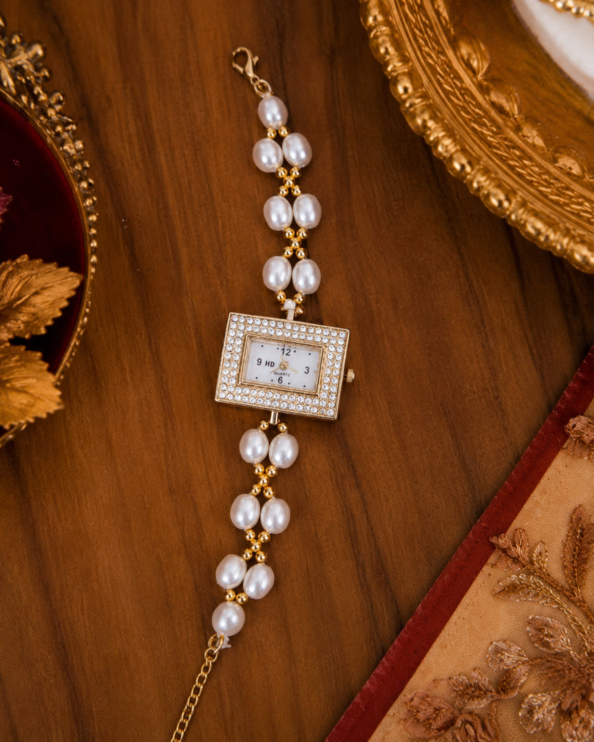 Virasat Pearl Kashmiri Quartz Bracelet Wrist Watch