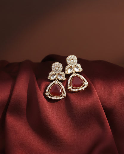 Ruby Adhvika Designer Monalisa and Zircone Necklace Set with Earring & Teeka