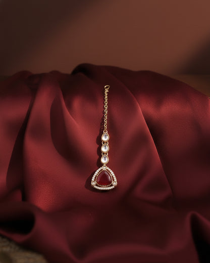 Ruby Adhvika Designer Monalisa and Zircone Necklace Set with Earring & Teeka