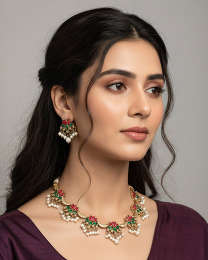 Rajeshvari Kundan Choker Set with Earring