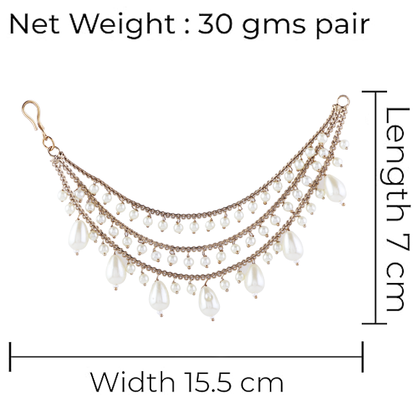 Copper Bahubali Pearl Kaan Chain Pair