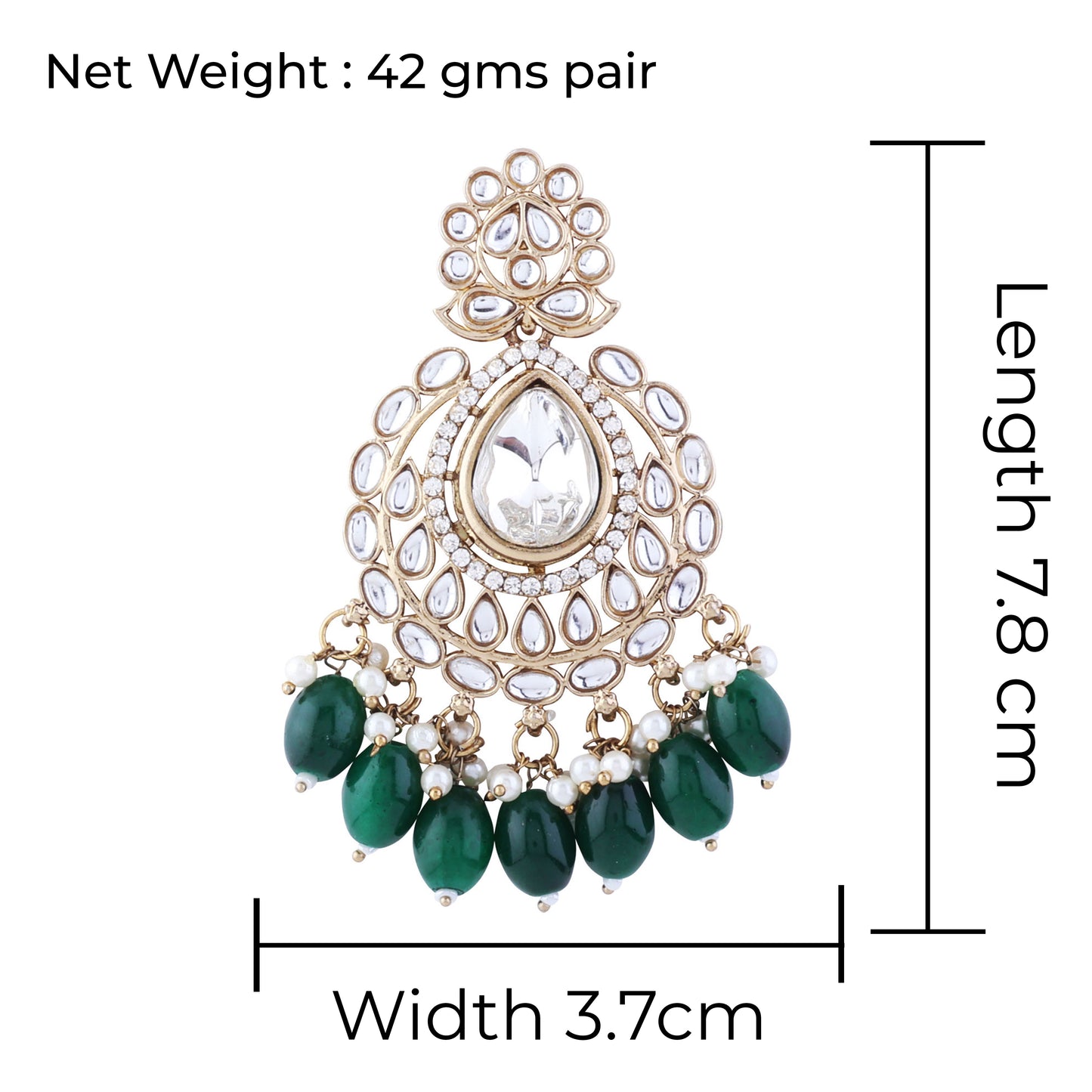 Green Harnoor Premium Long Necklace with Earring and Mangteeka