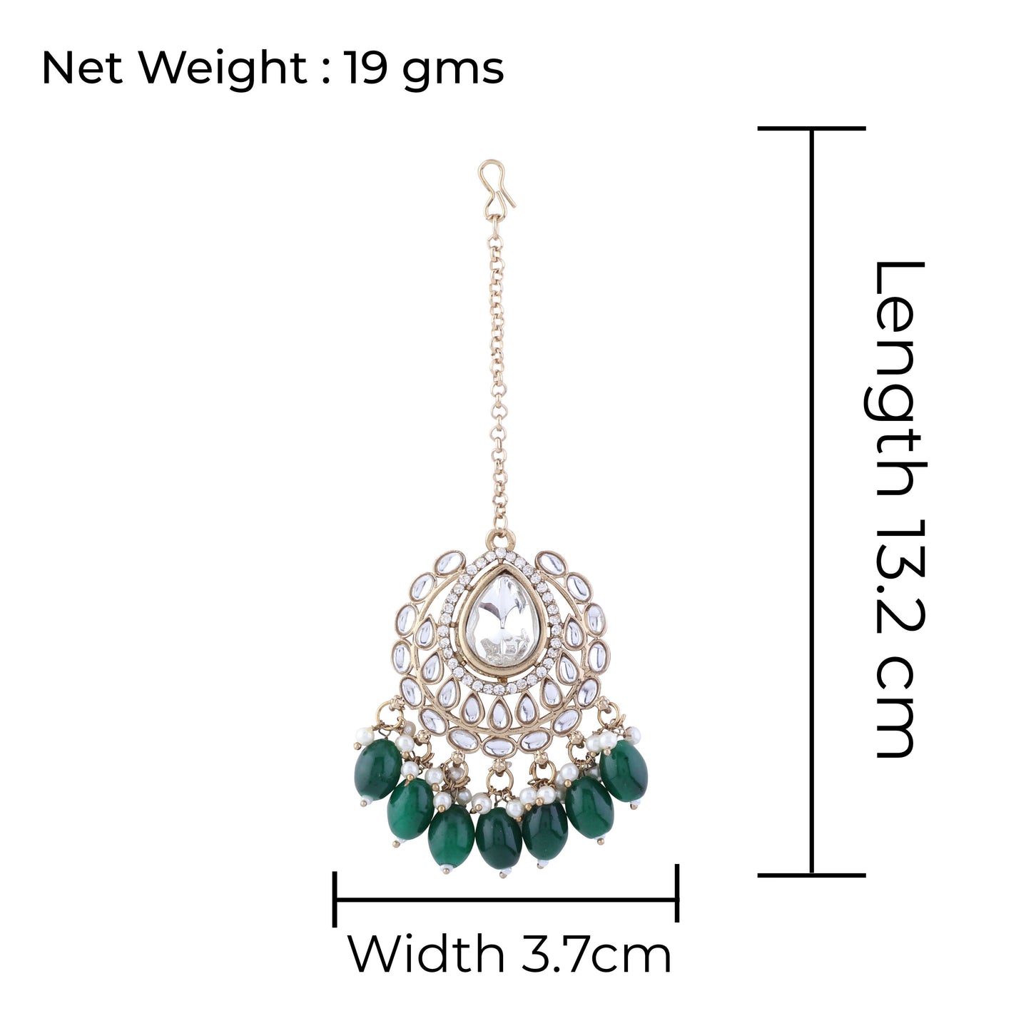 Green Harnoor Premium Long Necklace with Earring and Mangteeka