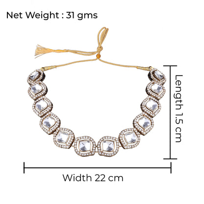 Vihana Polki Dupe Necklace with Earring and Teeka