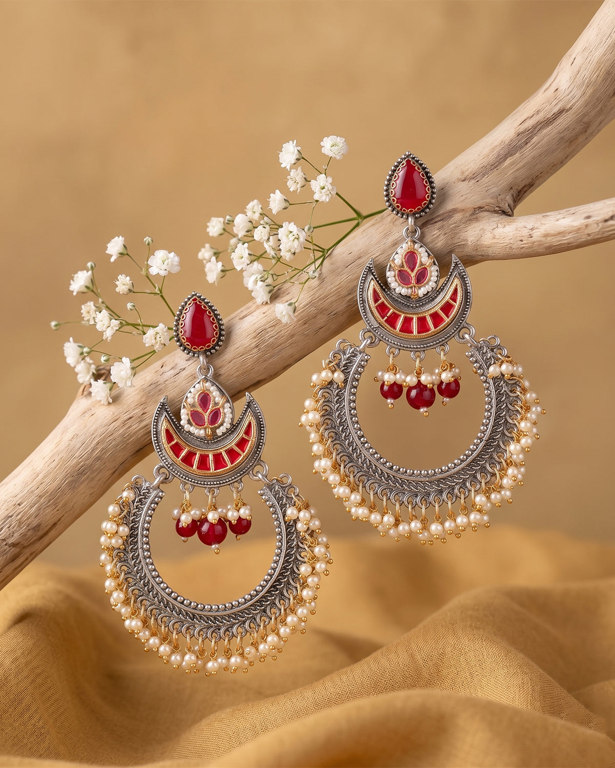 Ruby Ikroor Kundan Chandbali Earring