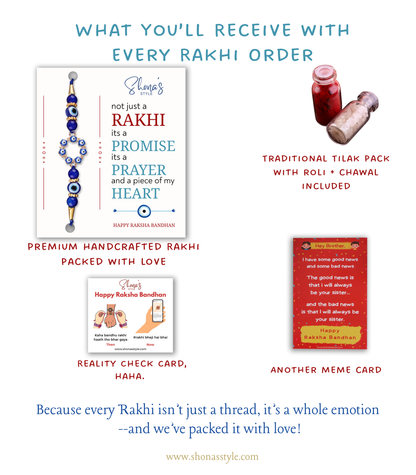 Blue Adrika Bhaiya Bhabhi Rakhi with Tilak Set and Card