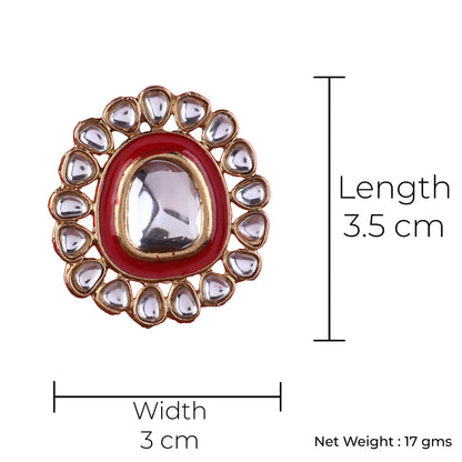 Red Dev kundan Stud