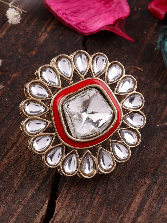 Red Lata Ethnic Ring