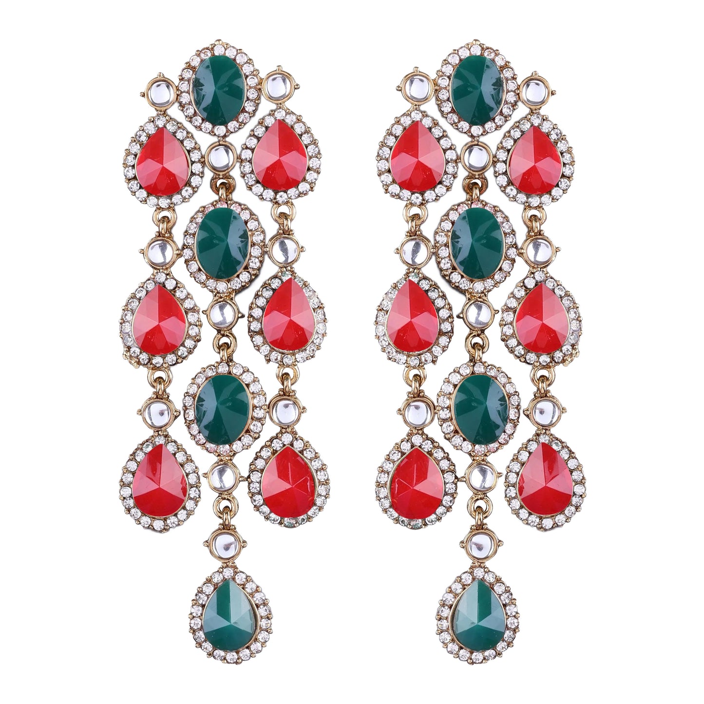 Red Green Tavleen Dangler Earring