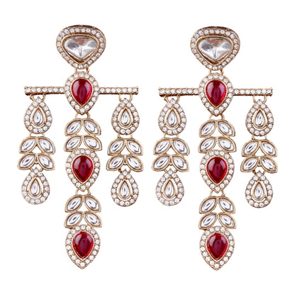 Red Japneet Premium Designer Zircone Earring