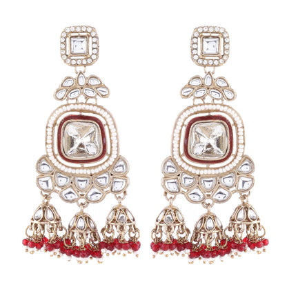 Maroon Anay Designer Earring with Jhumki Detailing