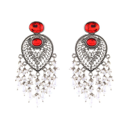 Red Girisha Boho Pearl Earring