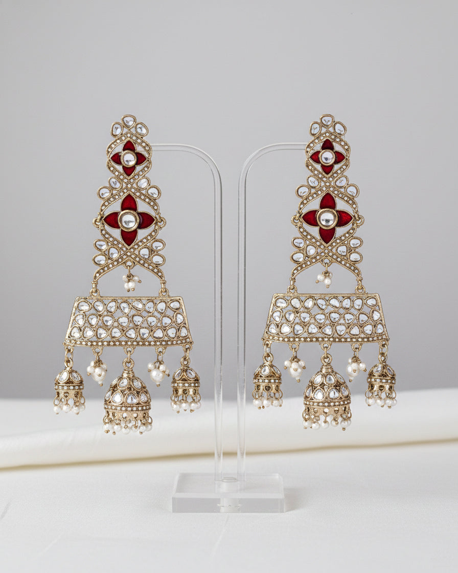 Red Harmani Premium Designer Statement Earring