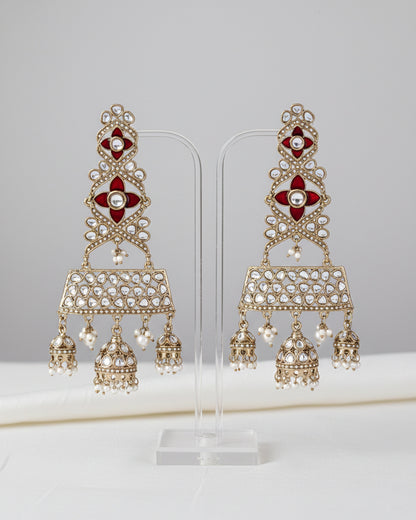 Red Harmani Premium Designer Statement Earring