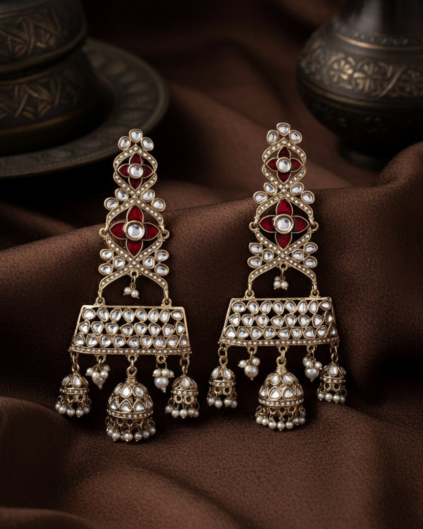 Red Harmani Premium Designer Statement Earring