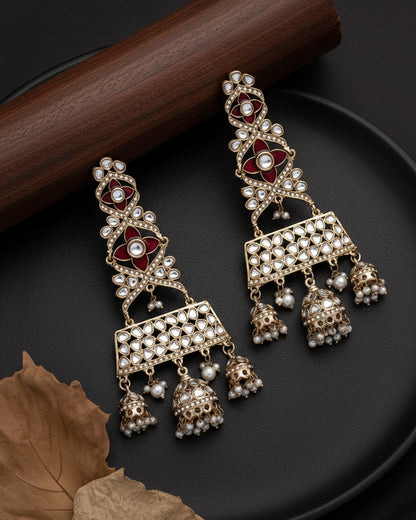 Red Harmani Premium Designer Statement Earring