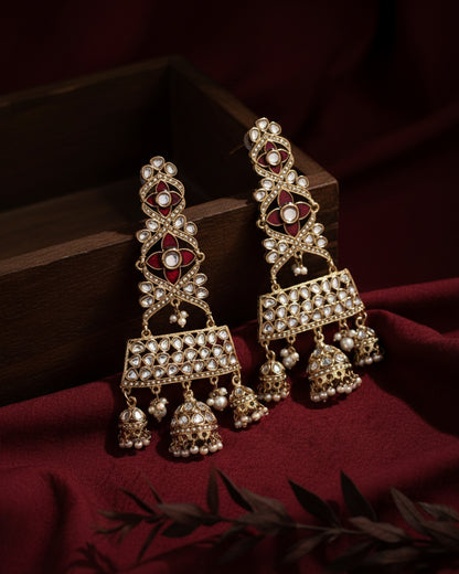Red Harmani Premium Designer Statement Earring