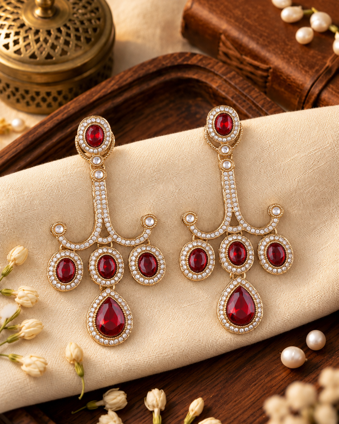 Red Garima Premium Designer Zircone Earring