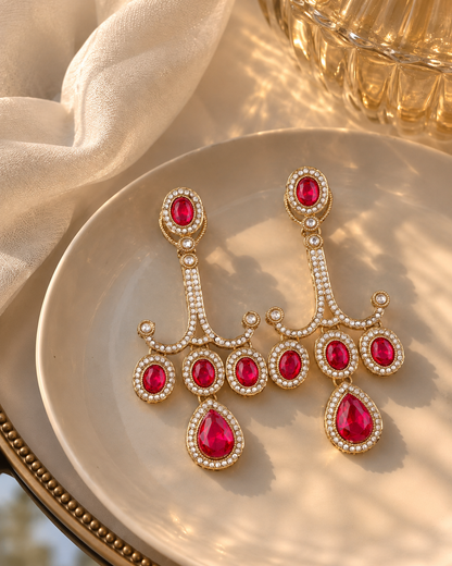 Pink Garima Premium Designer Zircone Earring