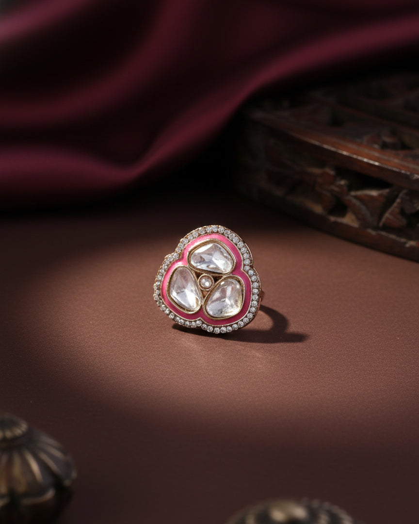 Pink Suryansh Meenakari Ring