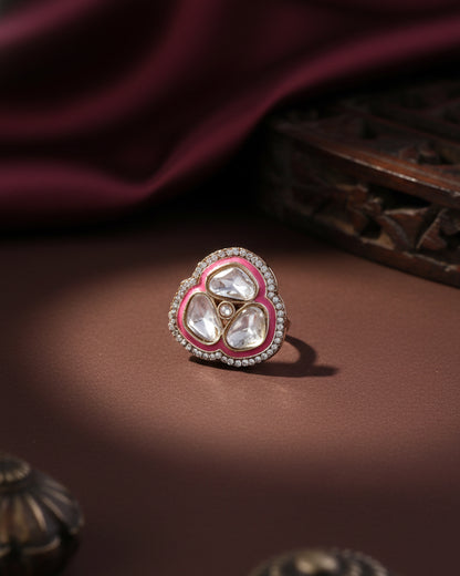Pink Suryansh Meenakari Ring
