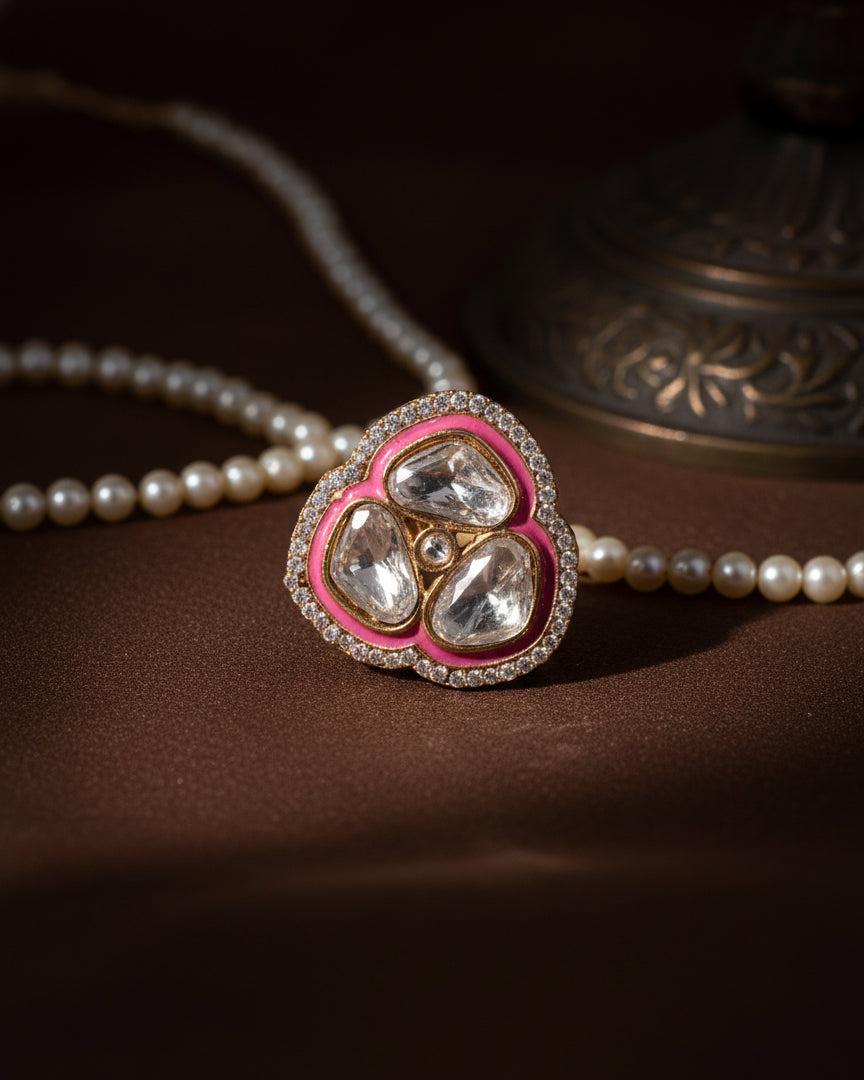 Pink Suryansh Meenakari Ring