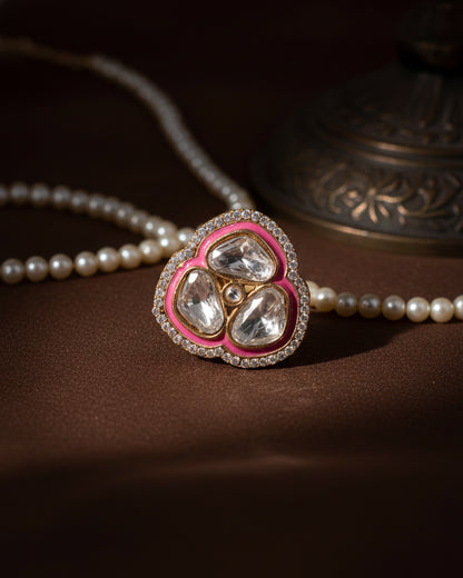 Pink Suryansh Meenakari Ring