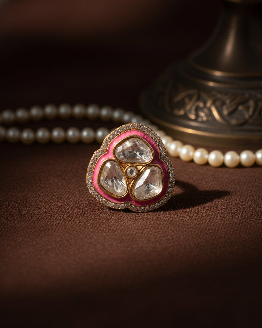 Pink Suryansh Meenakari Ring