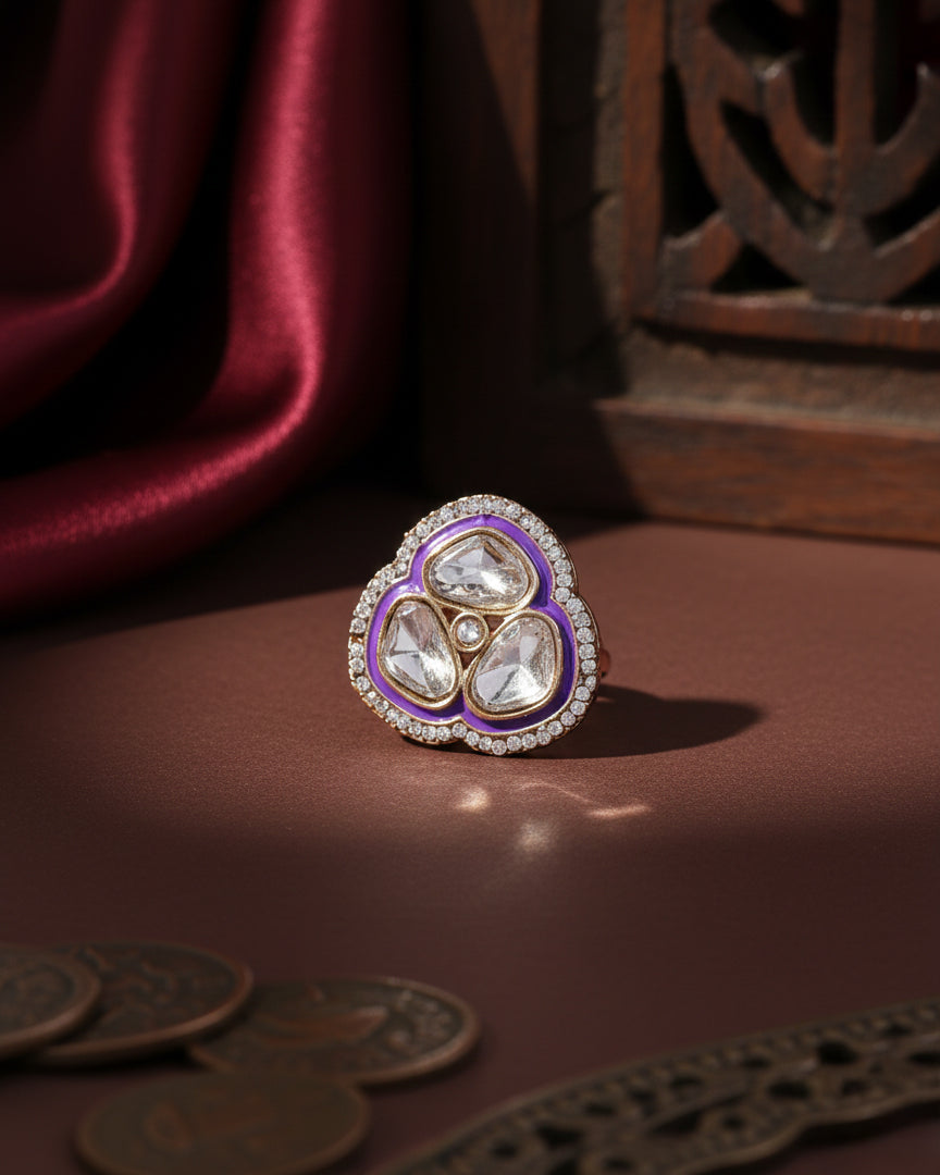 Purple Suryansh Meenakari Ring