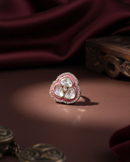 Pink Suryansh Meenakari Ring