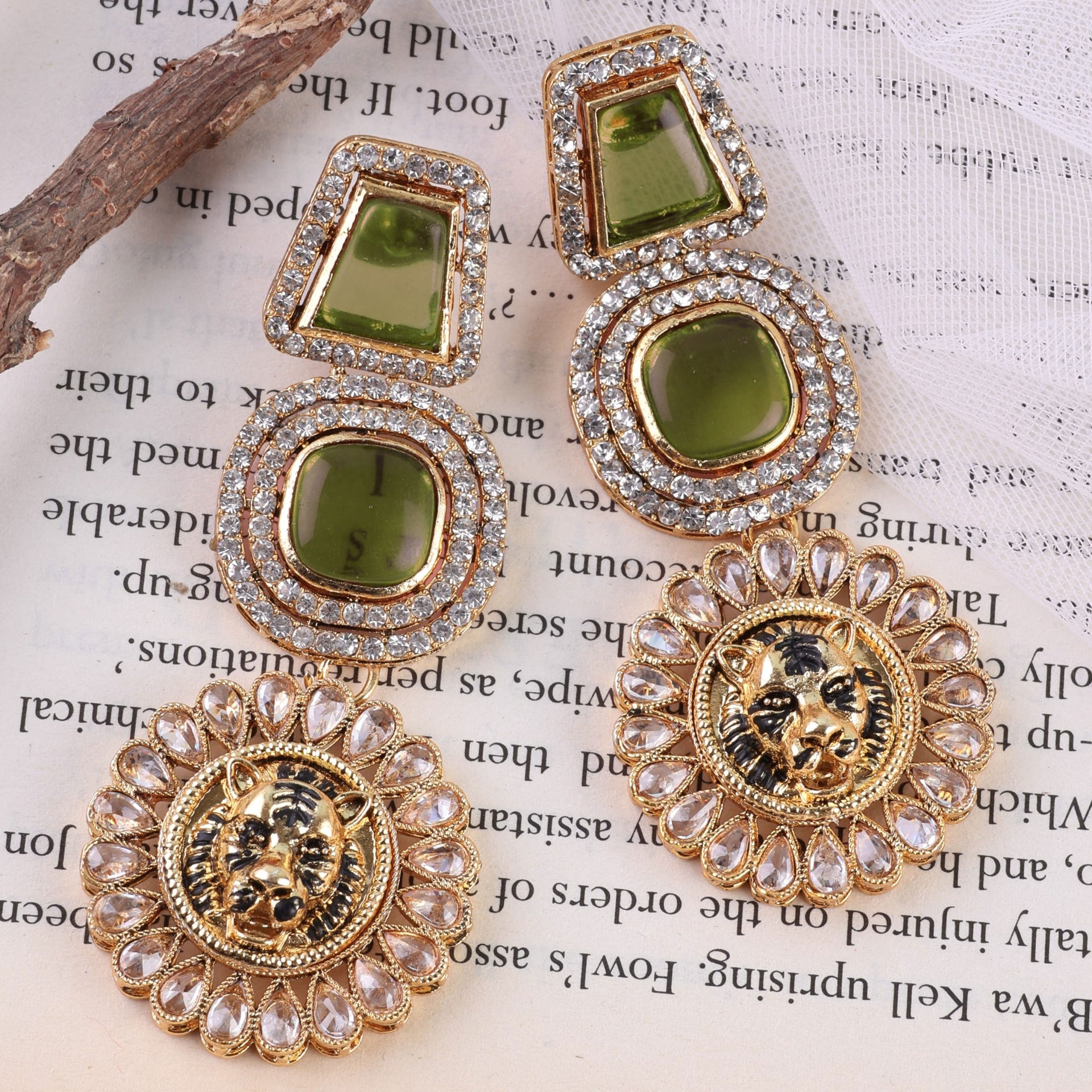 Olive Green Samayra Designer Earring