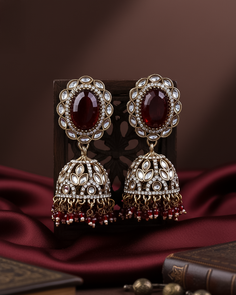 Red Seher Premium Jhumki Earring