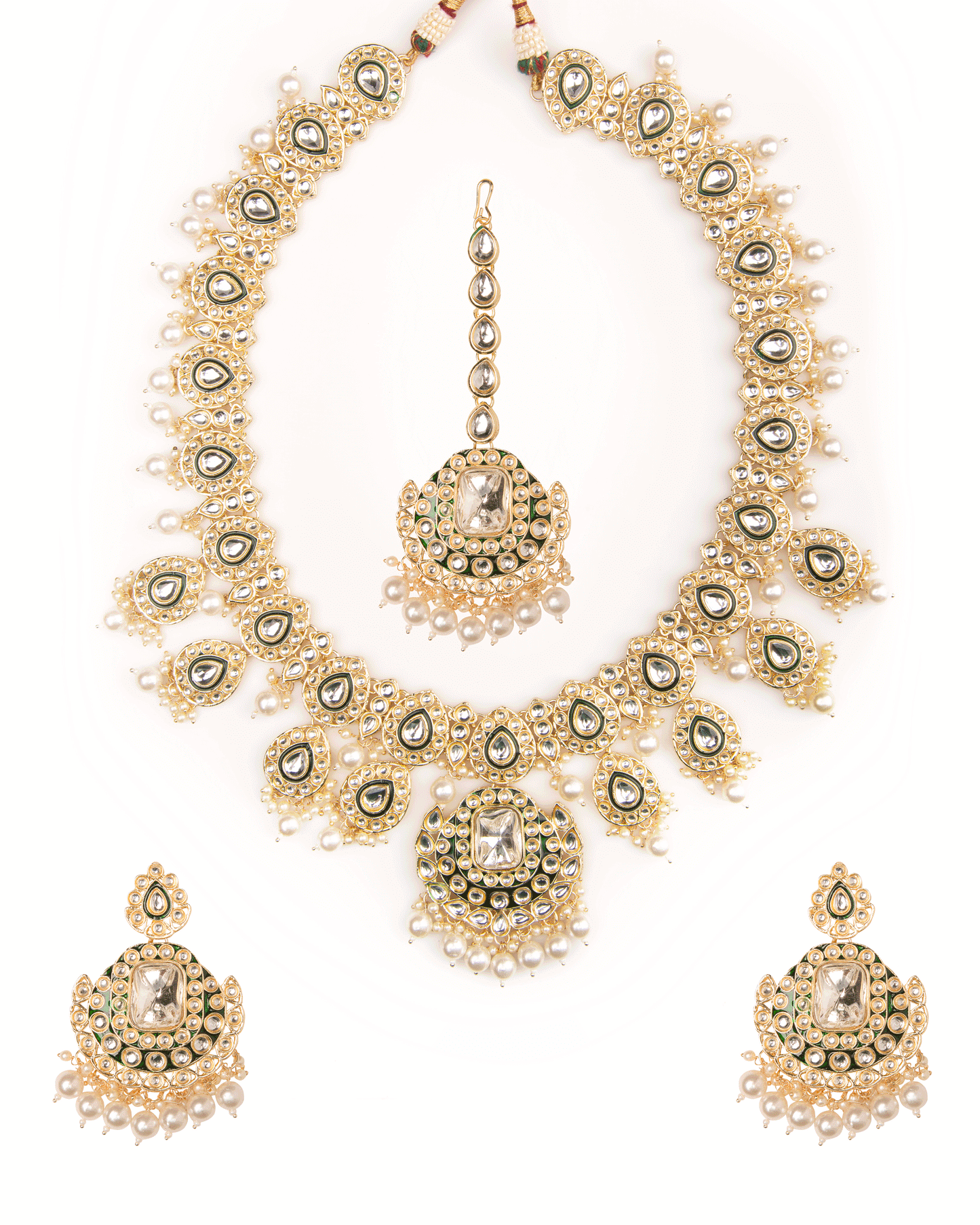 Pearl Noorika Heritage Kundan Necklace Set With Earring & Maangteeka