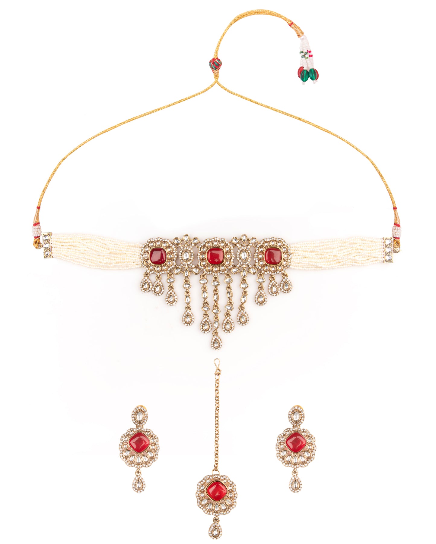 Ruby Meher Premium Necklace with Earring and Mangteeka
