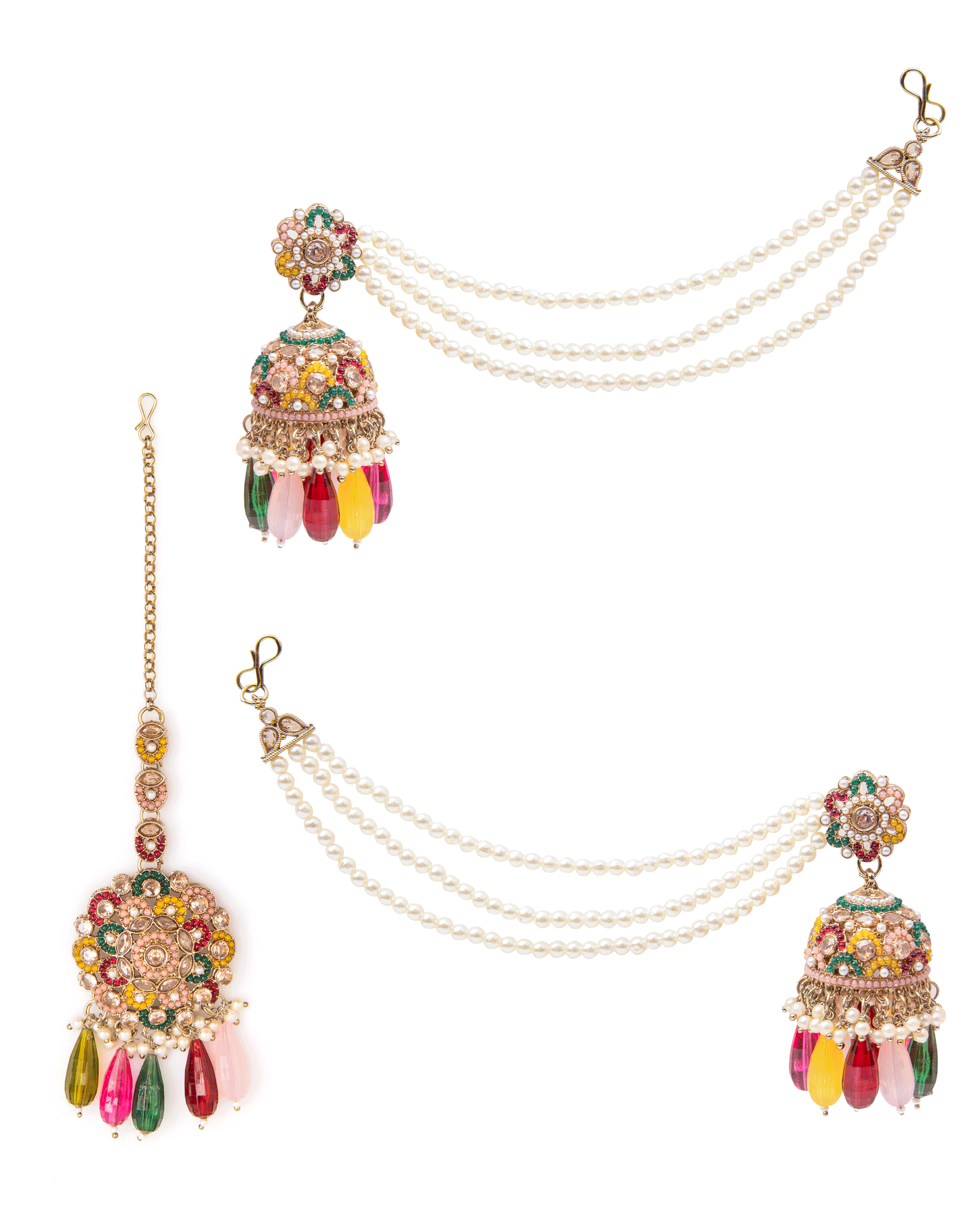 Multi Aarika Punjabi Teeka Earring Set