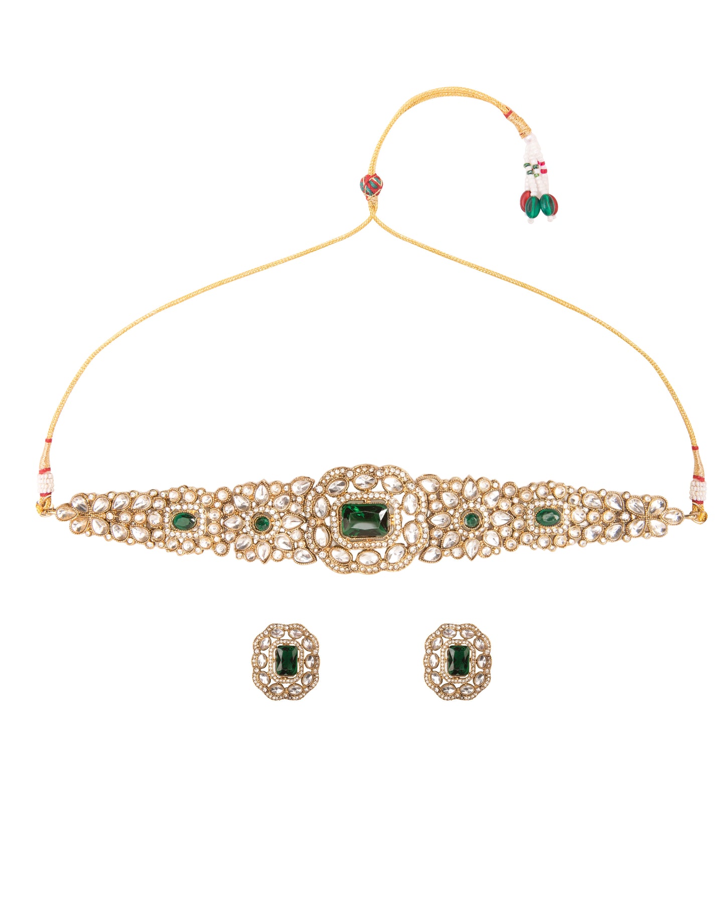 Emerald Gunveen Choker Necklace Earring
