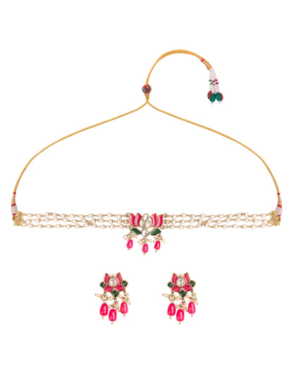 Pink Ambika Choker Set