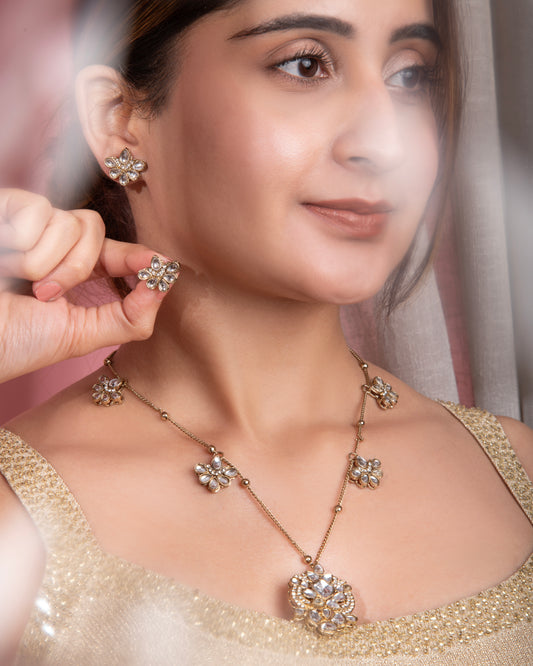 Tara Pendant Style Long Necklace Set with Earring