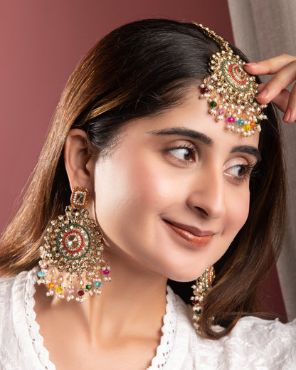 Multi Tavisha Punjabi Pakistani Teeka Chandbali Set