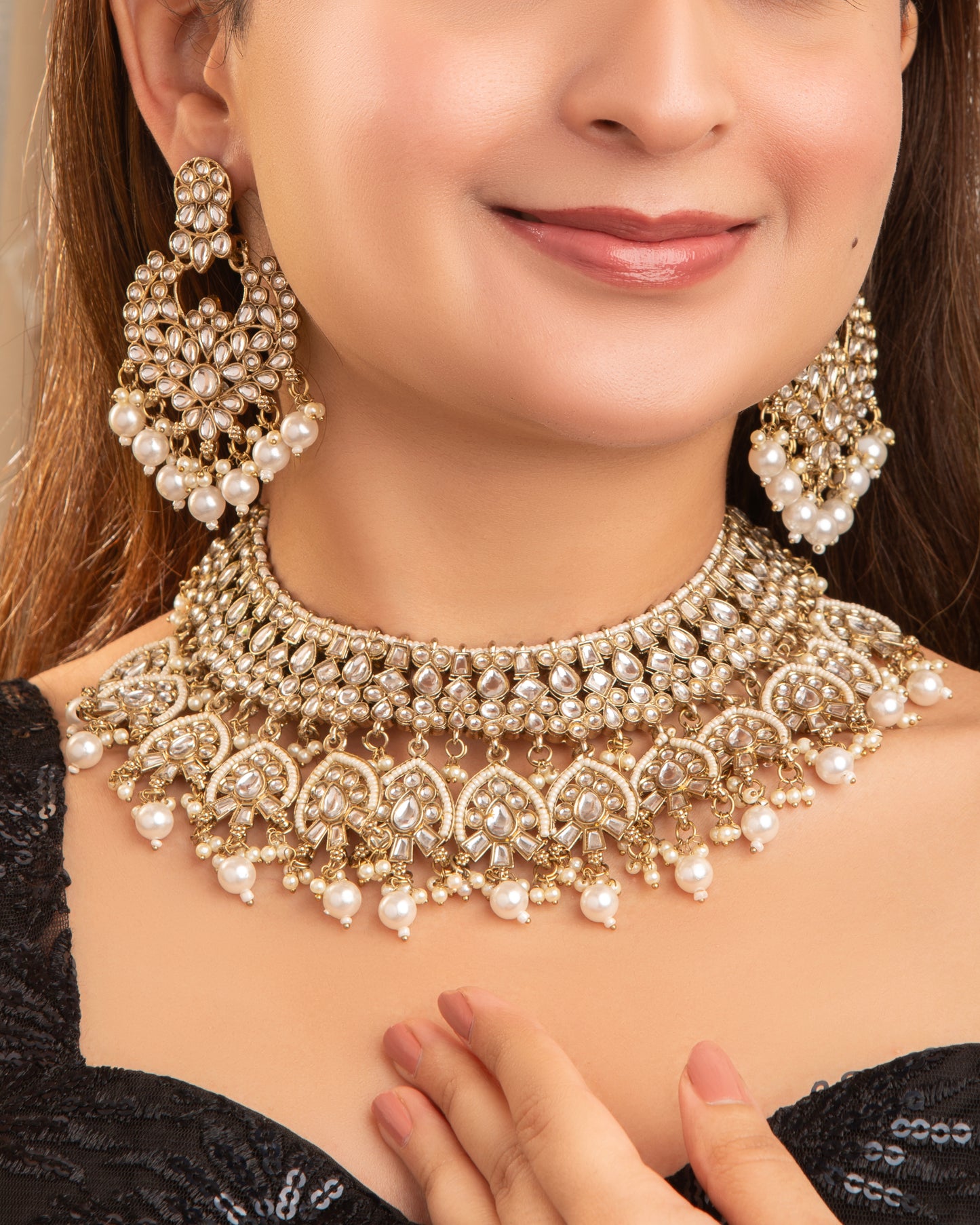 Pearl Rajvanshi Kundan Premium Necklace Set