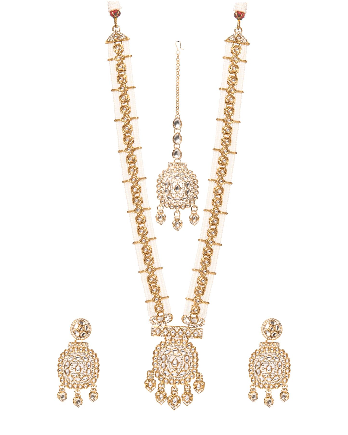 Pearl Shivangi Premium Long Necklace With Earring & Teeka